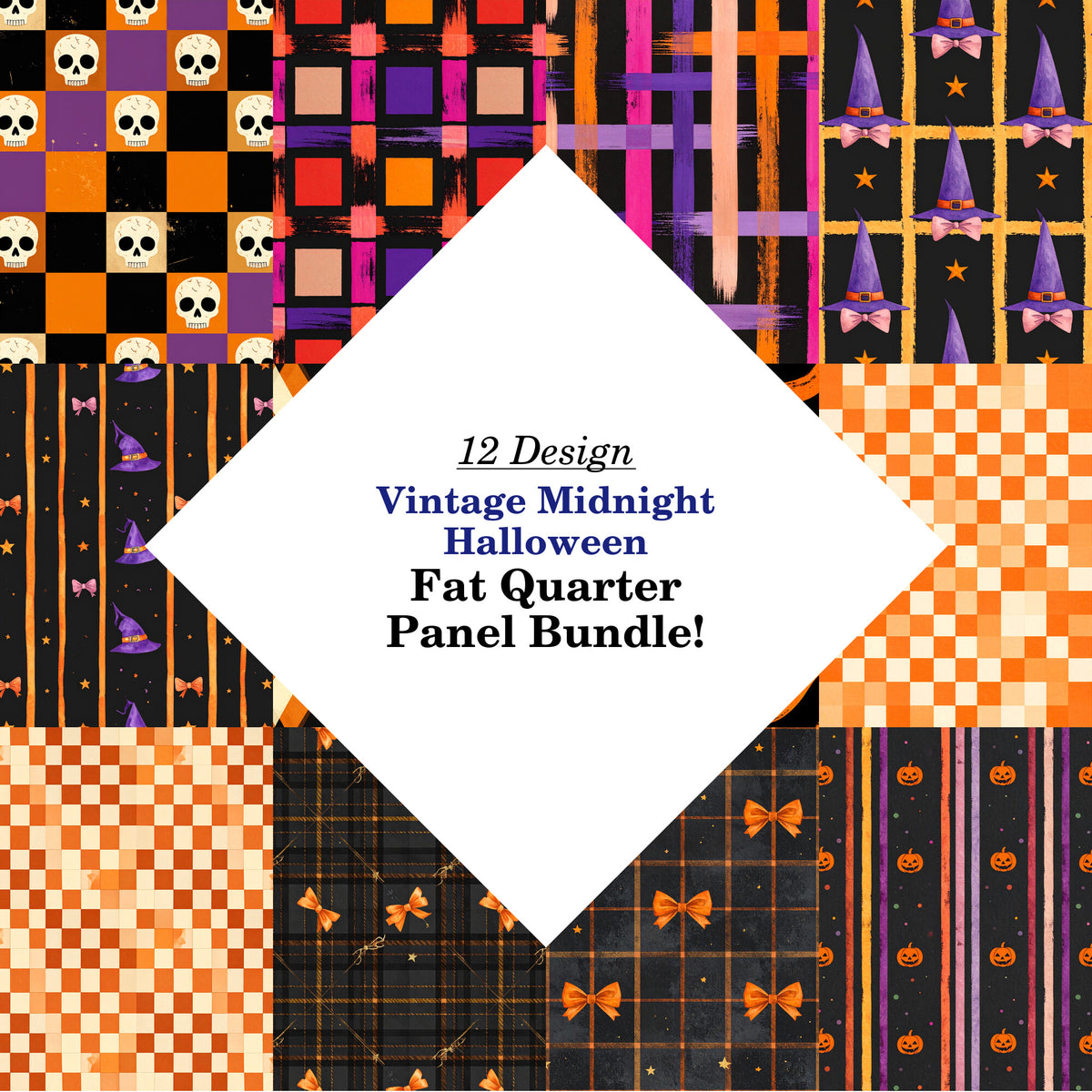 Vintage Midnight Halloween Fat Quarter Bundle