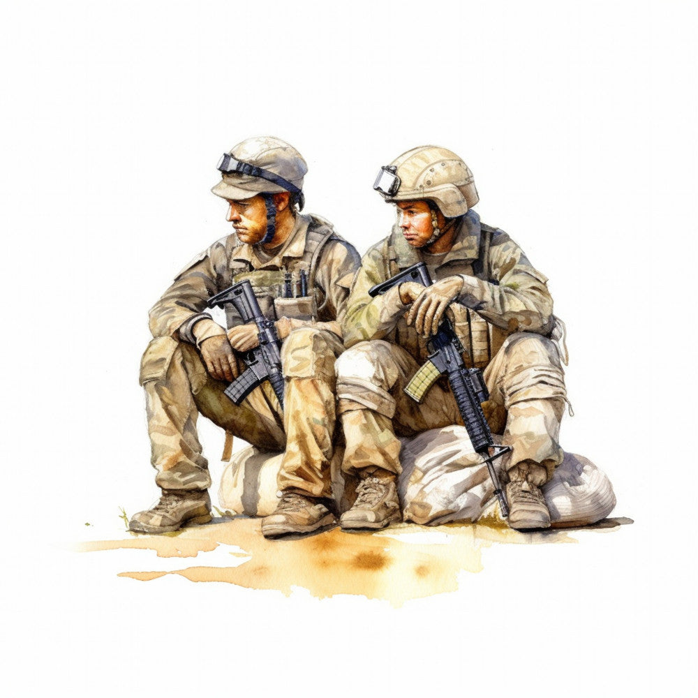 Watercolor Military Fabric Panel 27