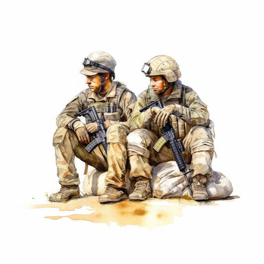 Watercolor Military Fabric Panel 27