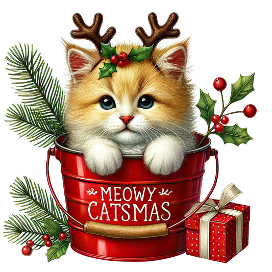 Meowy Christmas Fabric Panel 12