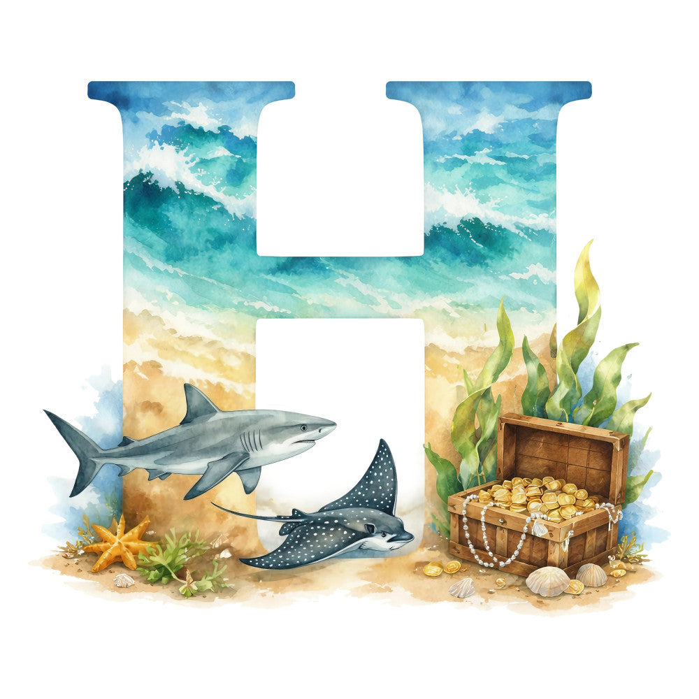 Summer Beach Alphabet Fabric Panel 8