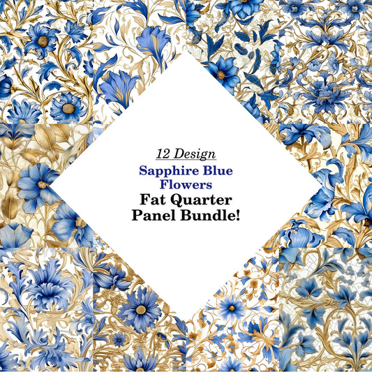 Sapphire Blue Flowers Fat Quarter Bundle