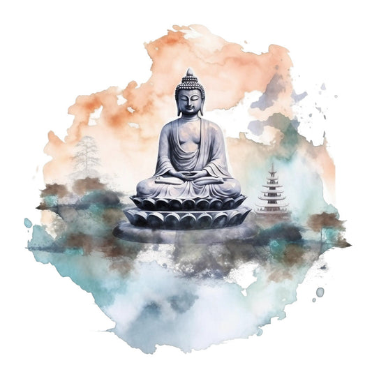 Watercolor Buddha Fabric Panel 14