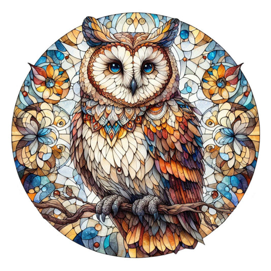 Stained Glass Owl Fabric Panel 14