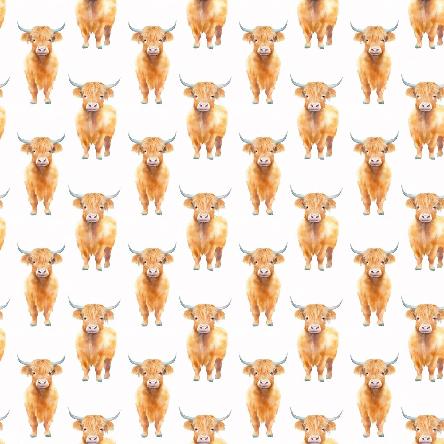 Funky Highland Cows Pattern 2 Quilting Cotton Fabric