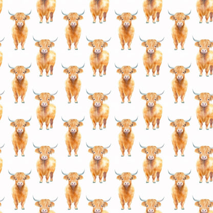 Funky Highland Cows Pattern 2 Quilting Cotton Fabric