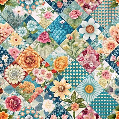 Spring Patchwork Pattern 16 Quilting Cotton Fabric