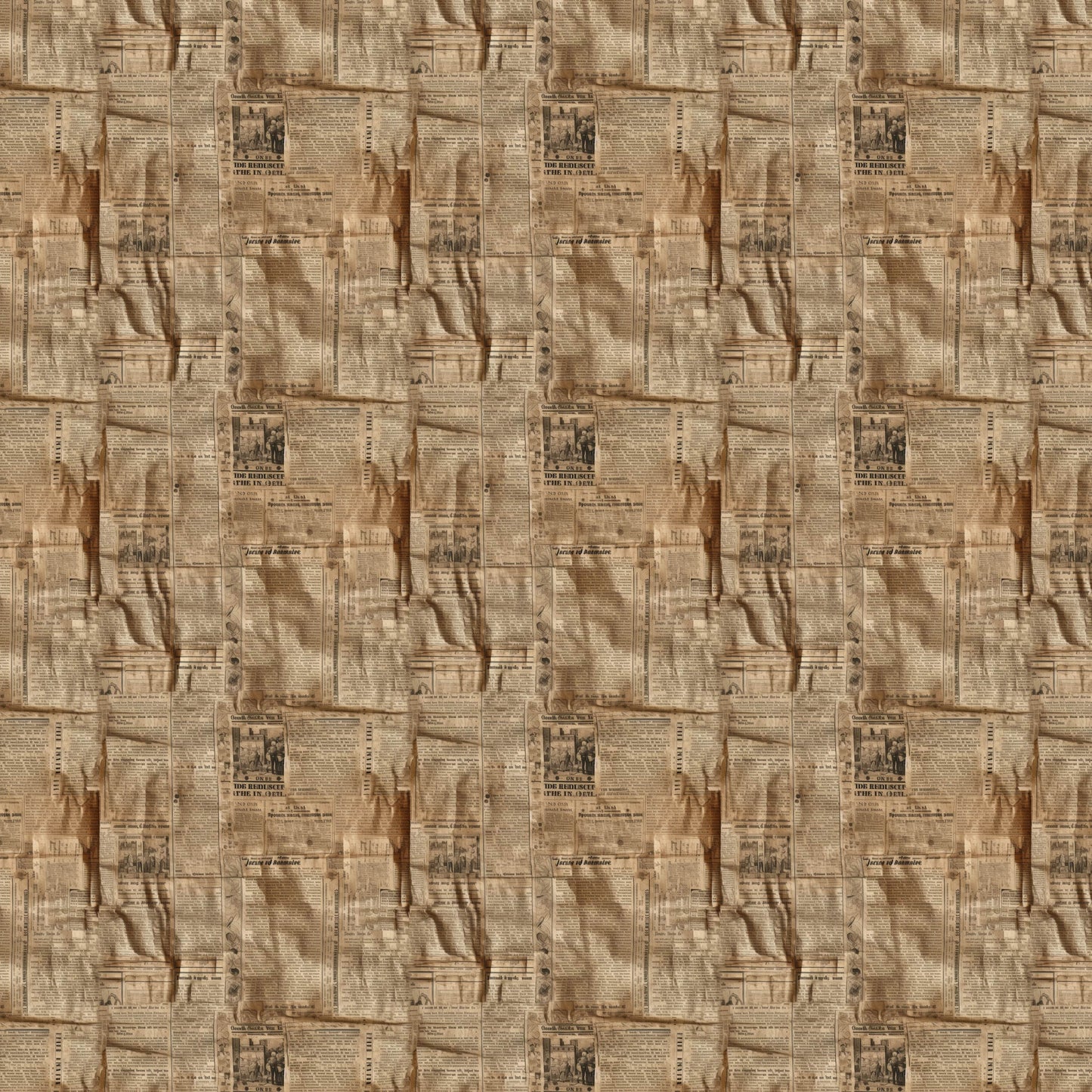 beige, tan, sepia, brown, vintage newspapers, aged paper, text columns, headlines, antique style, weathered appearance, nostalgic, quilting cotton, fabric panel, retro design, old-fashioned, faded print, newspaper clippings, historical feel, muted tones, repeating pattern