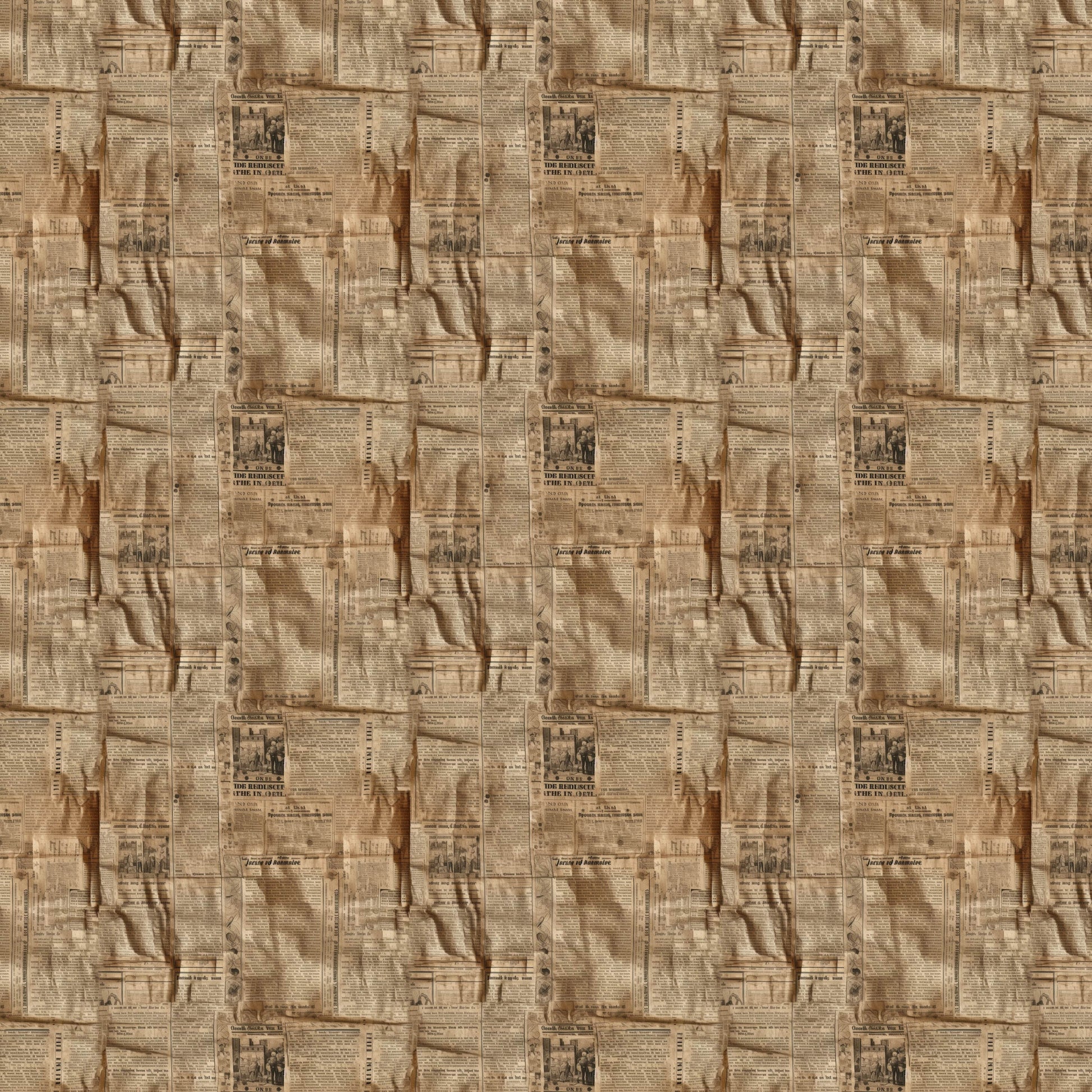 beige, tan, sepia, brown, vintage newspapers, aged paper, text columns, headlines, antique style, weathered appearance, nostalgic, quilting cotton, fabric panel, retro design, old-fashioned, faded print, newspaper clippings, historical feel, muted tones, repeating pattern