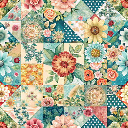 Spring Patchwork Pattern 17 Quilting Cotton Fabric