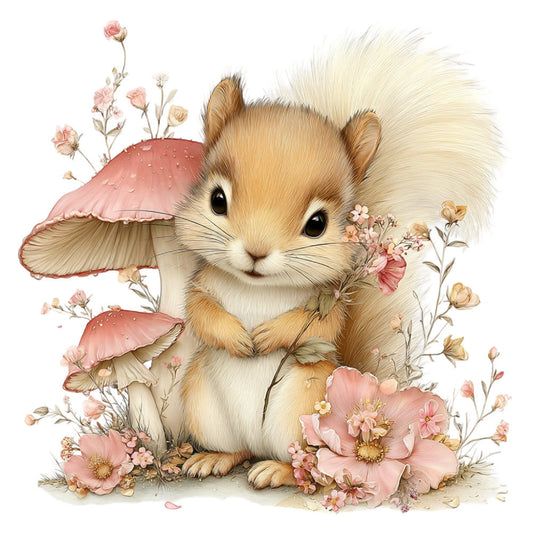 Whimsical Summer Squirrel Fabric Panel 22