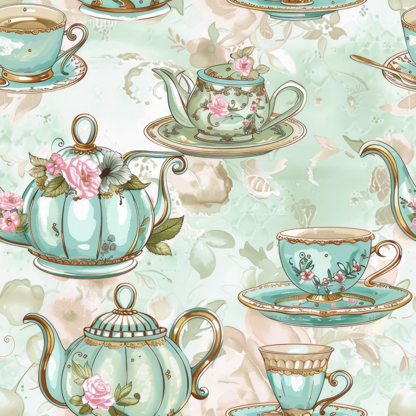 Daily Deal: Whimsical Tea Party Pattern 10 Quilting Cotton Fabric - 45" x 2 Yards"