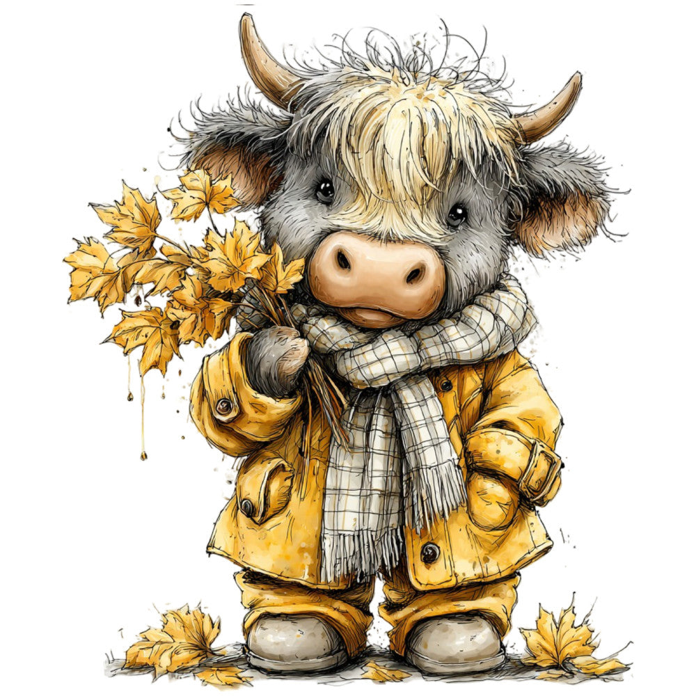 Yellow Highland Cow Fabric Panel 6