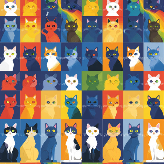Cat Patchwork Pattern 9 Quilting Cotton Fabric