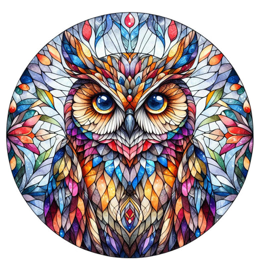 Stained Glass Owl Fabric Panel 10