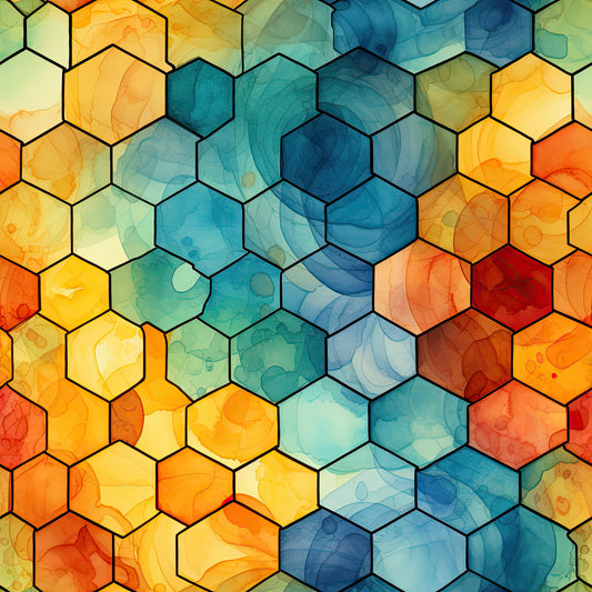 Watercolor Honeycomb Pattern 12 Quilting Cotton Fabric