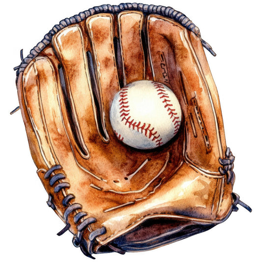Watercolor Baseball Fabric Panel 11