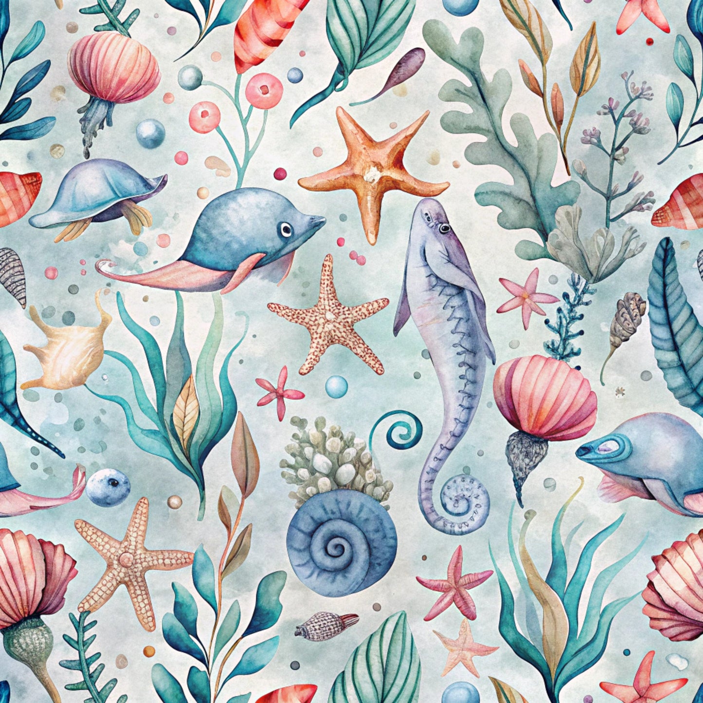 Magical Sea Pattern 20 Quilting Cotton Fabric