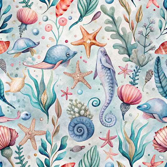 Magical Sea Pattern 20 Quilting Cotton Fabric