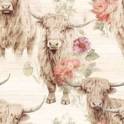 Highland Cows on the Farm Pattern 9 Quilting Cotton Fabric