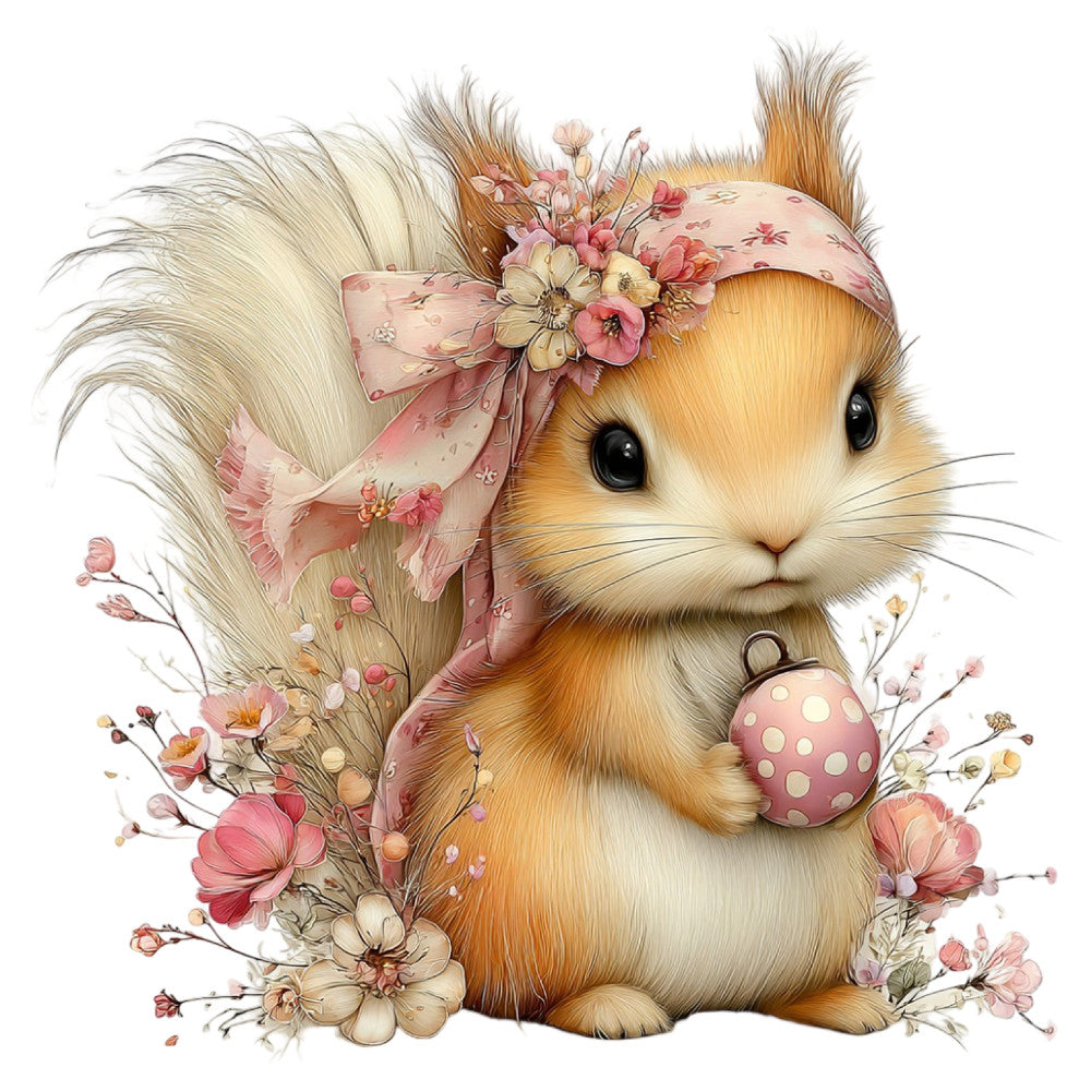 Whimsical Summer Squirrel Fabric Panel 59