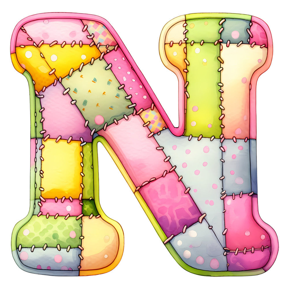 Pink Patchwork Alphabet Fabric Panel 25