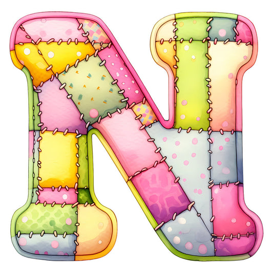 Pink Patchwork Alphabet Fabric Panel 25