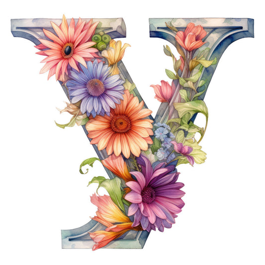 Alphabet Flowers Fabric Panel 8