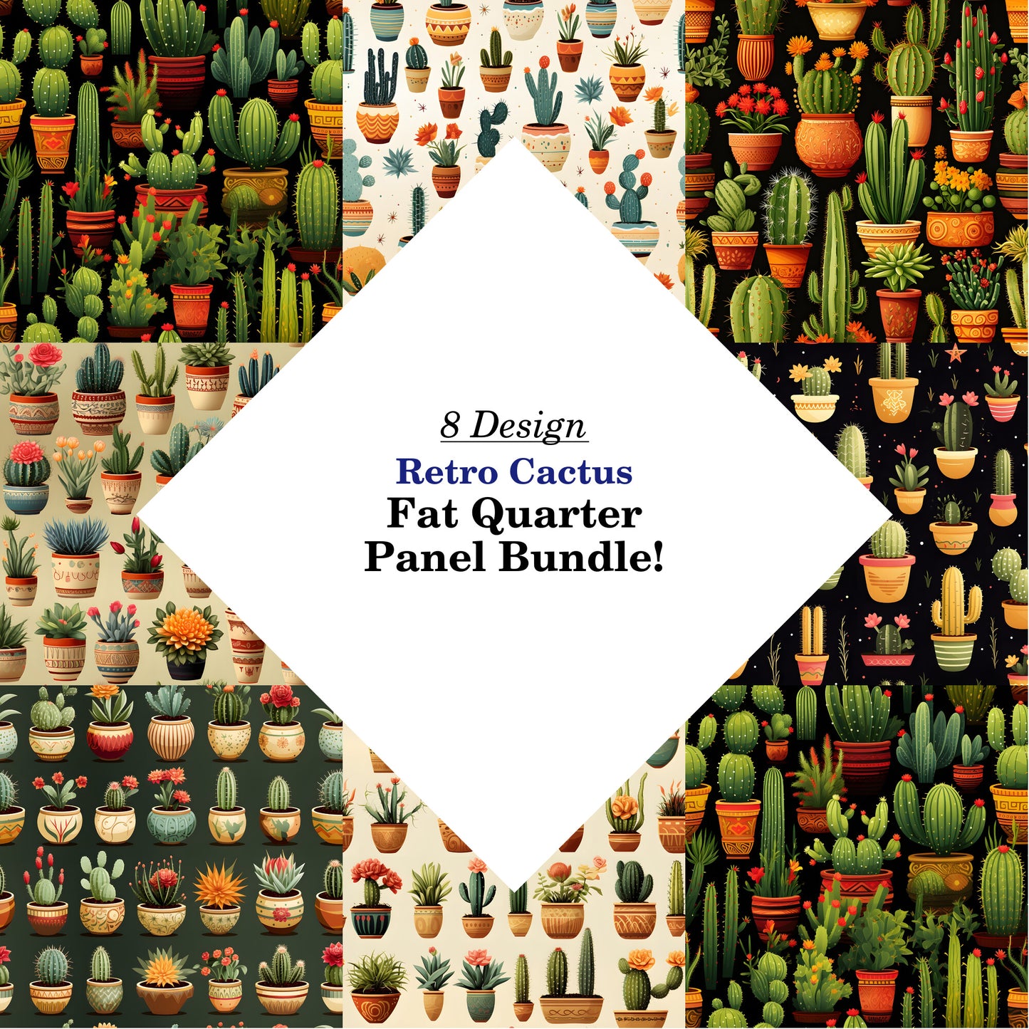 Retro Cactus Fat Quarter Bundle