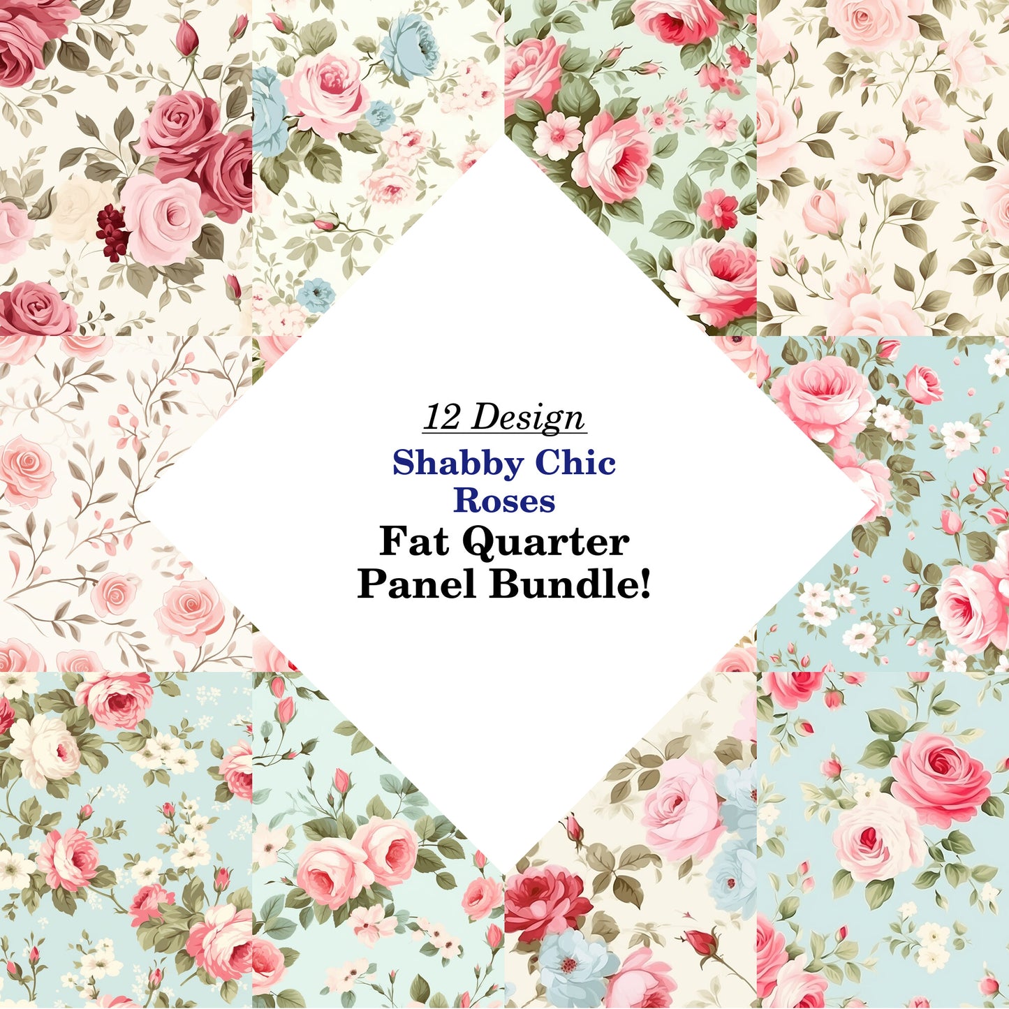 Shabby Chic Roses Fat Quarter Bundle