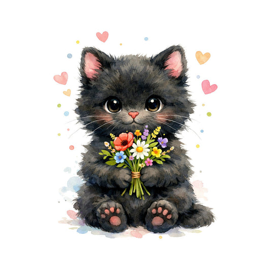 Black Spring Kitten Fabric Panel 7