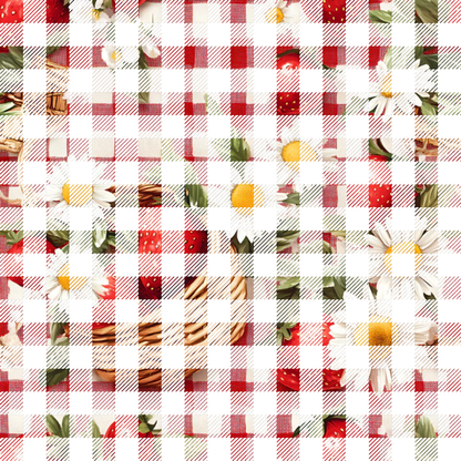 Strawberry Gingham Picnic Pattern 36 Quilting Cotton Fabric