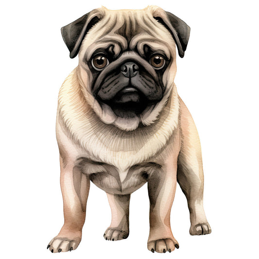 Watercolor Pug Fabric Panel 24