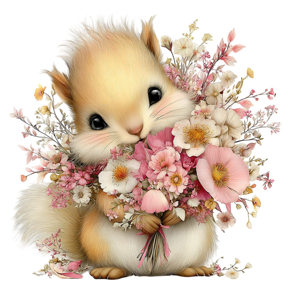 Whimsical Summer Squirrel Fabric Panel 32