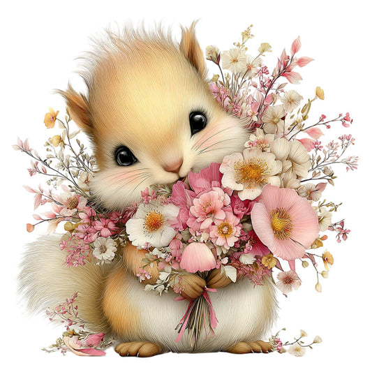 Whimsical Summer Squirrel Fabric Panel 32