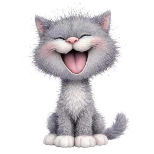 Cute Gray Cat Fabric Panel 1
