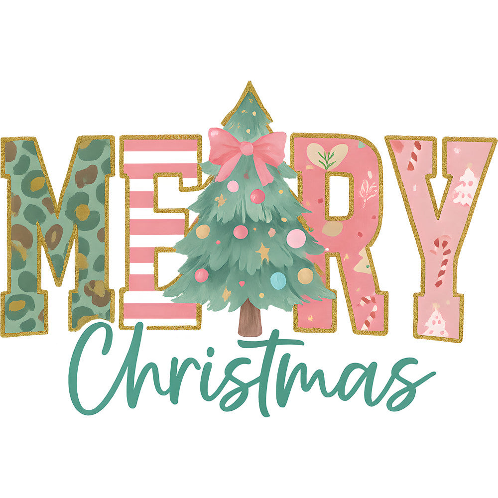 A Pink Christmas Fabric Panel 3