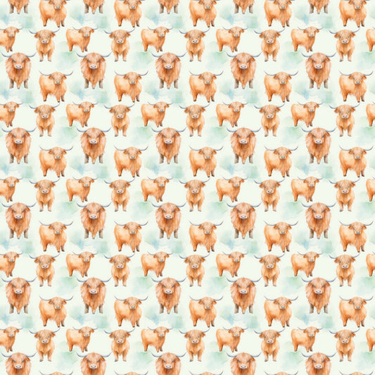 Funky Highland Cows Pattern 10 Quilting Cotton Fabric