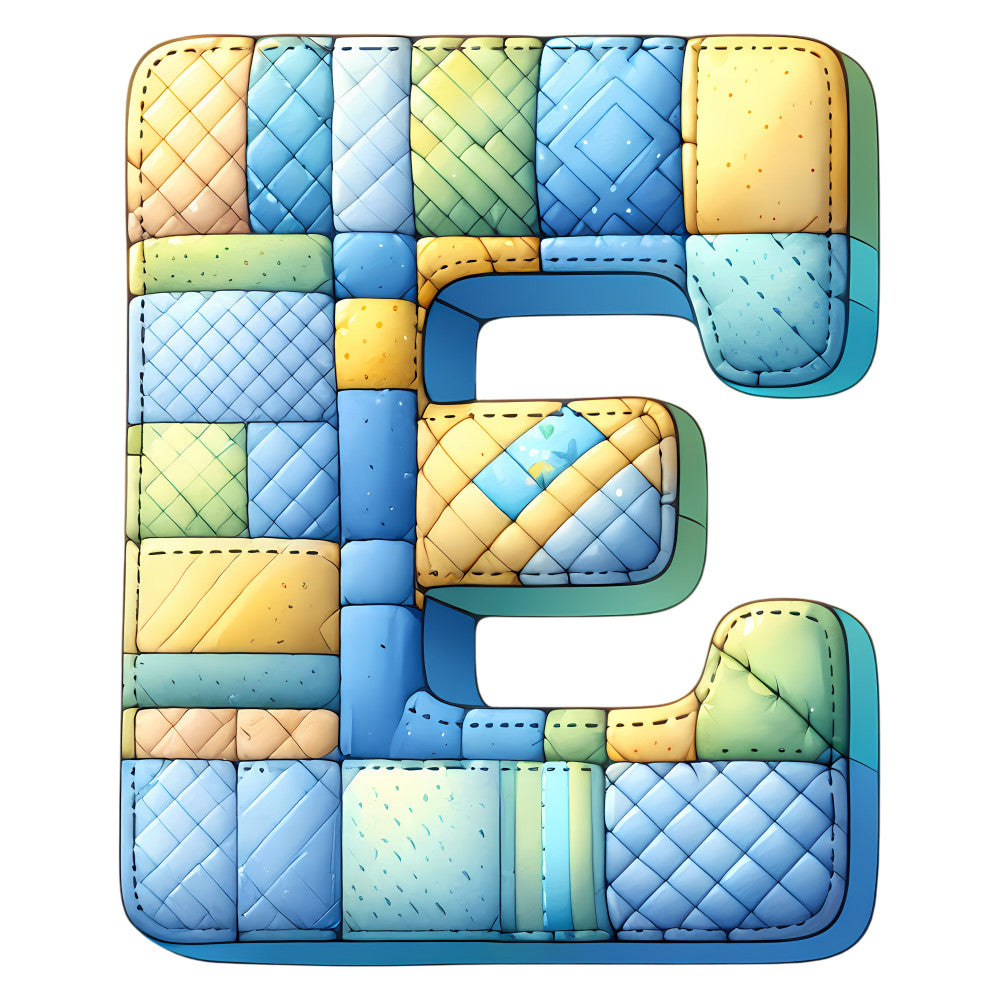 Blue Patchwork Alphabet Fabric Panel 38
