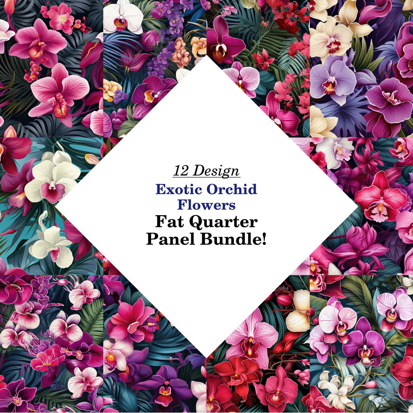 Exotic Orchid Flowers Fat Quarter Bundle