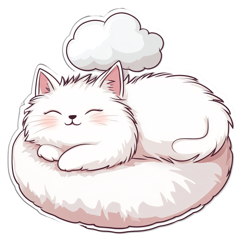 White Kawaii Cat Fabric Panel 2