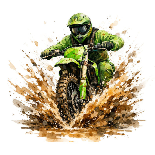 Watercolor Dirt Bike Fabric Panel 3