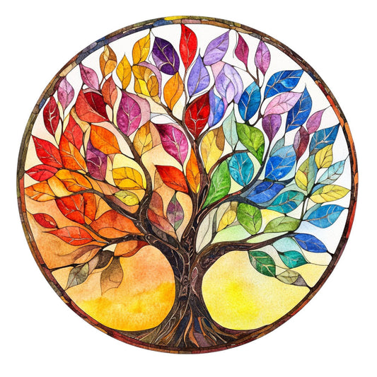 Tree of Life Stained Glass Fabric Panel 12