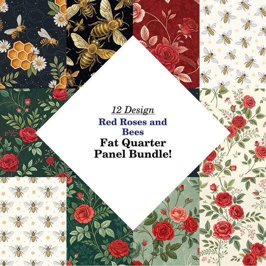 Red Roses and Bees Fat Quarter Bundle