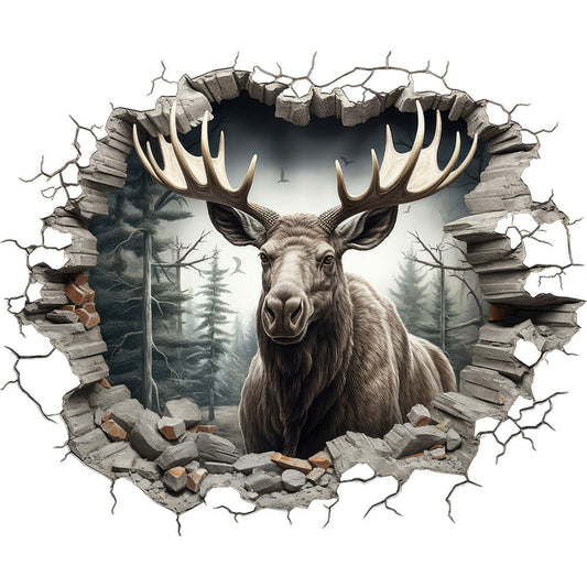 Moose Breaking Through Fabric Panel 13