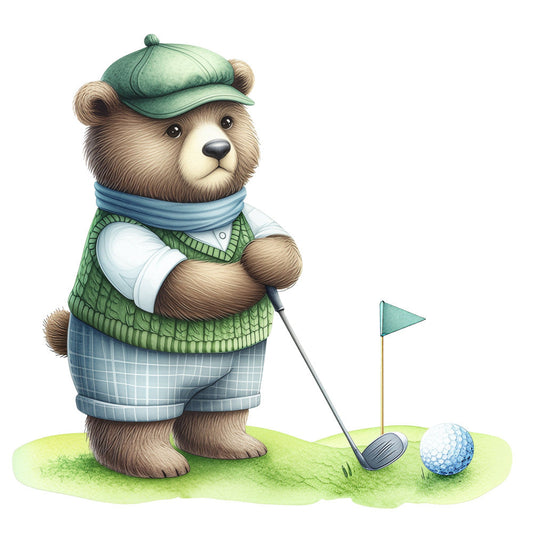 Golfing Bears Fabric Panel 7