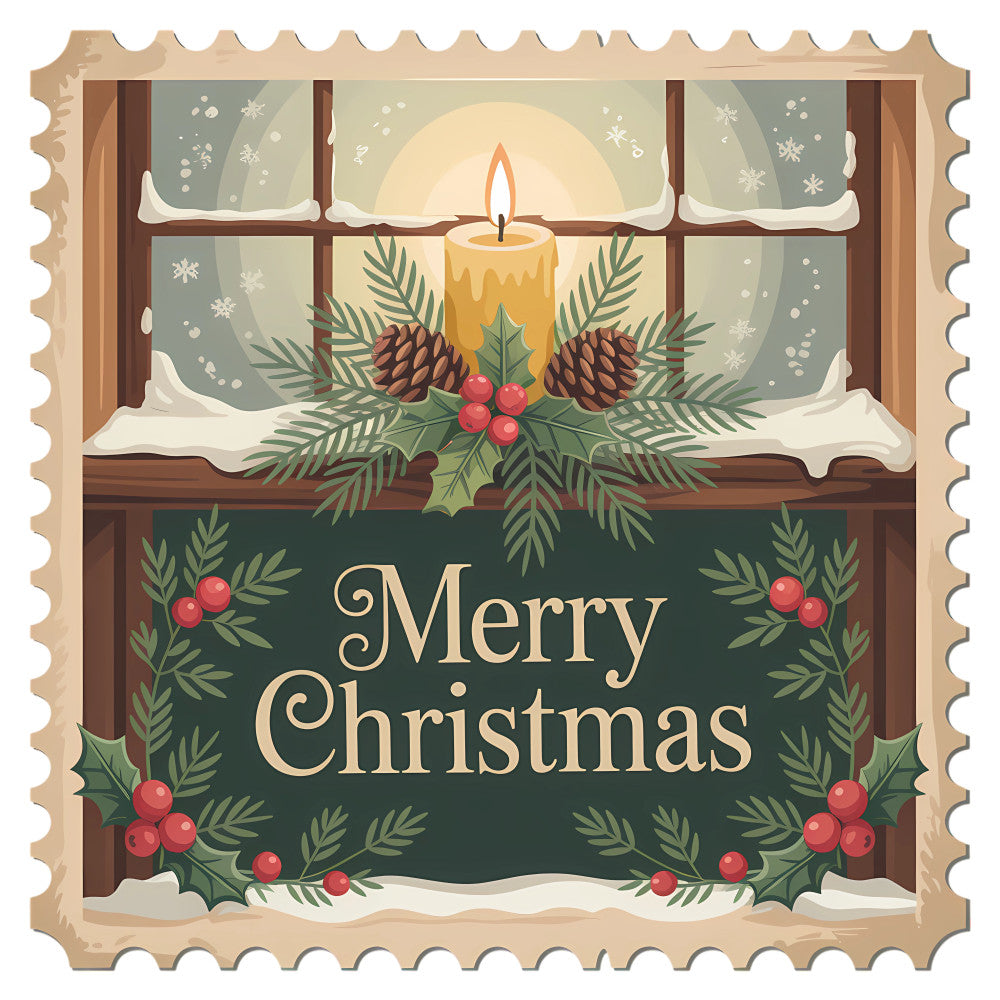 Vintage Christmas Stamps Fabric Panel 6