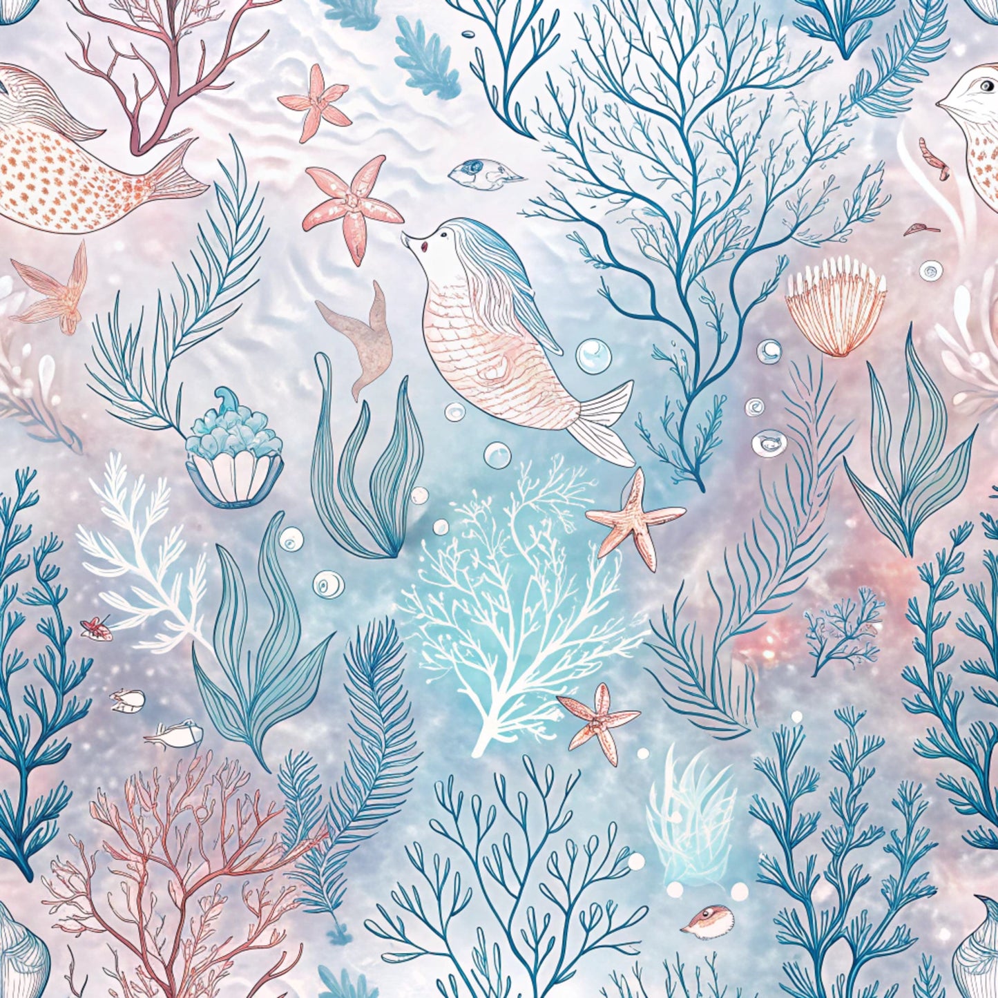 Magical Sea Pattern 1 Quilting Cotton Fabric