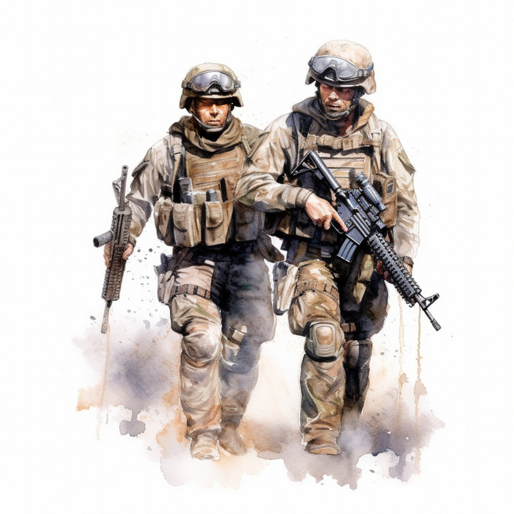 Watercolor Military Fabric Panel 22