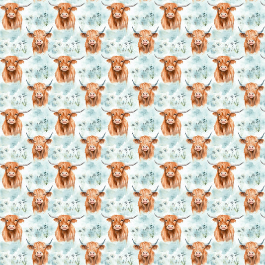 Funky Highland Cows Pattern 11 Quilting Cotton Fabric